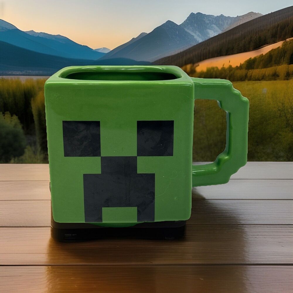 Minecraft Creeper Ceramic Face Mug Tea‎ Coffee Game Green Cup Mojang Jinx 8oz